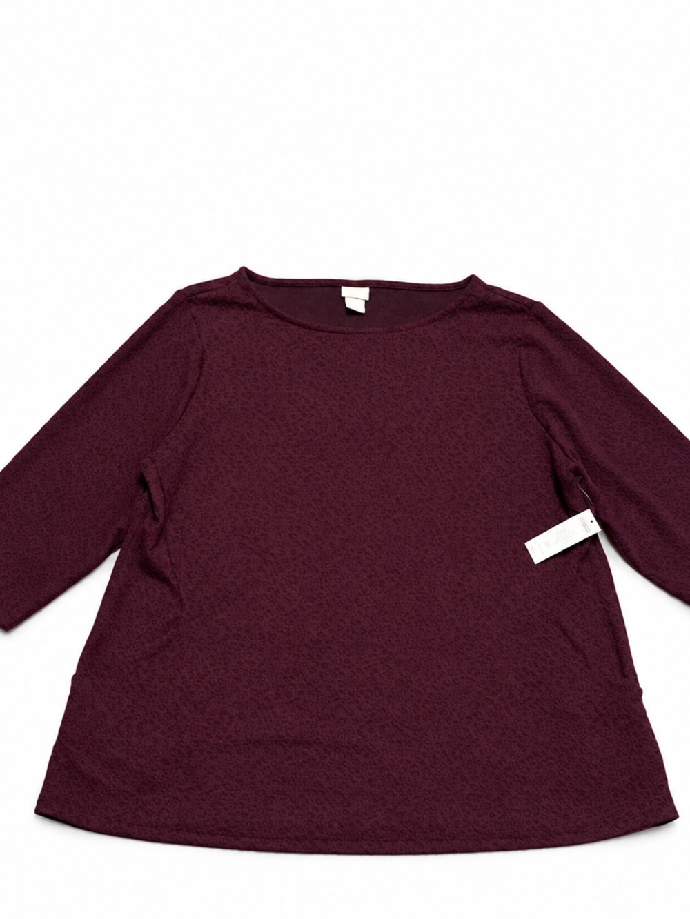 Chico's Long-Sleeve Round Neck Top - Deep Wine